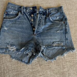 AGOLDE Jaden Surreal Women's Denim Hi-Rise Frayed Hem Short Sz 26
